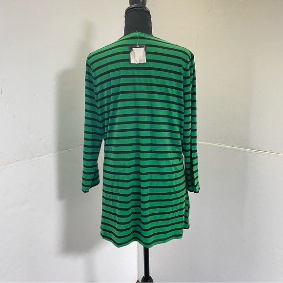 NWT Womens RXB Green and Black Striped V-Neck Long Sleeve Shirt Blouse Size XXL - Picture 4 of 5
